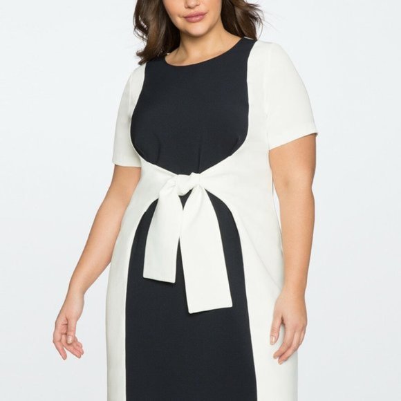 ELOQUII Navy/White Color Block Dress NWT - Picture 3 of 4
